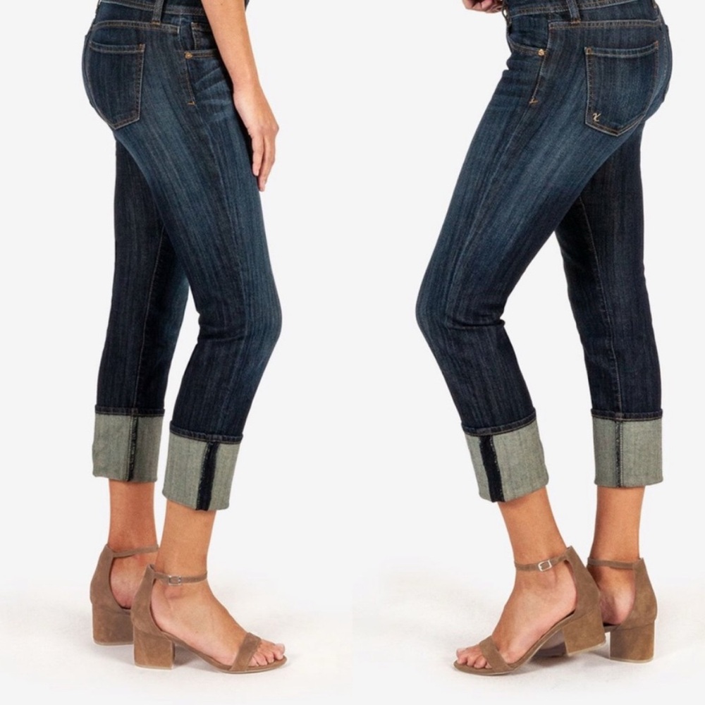 Kut from the Kloth Cameron Cuffed Dark Blue Ankle Jeans 14 - Picture 2 of 11
